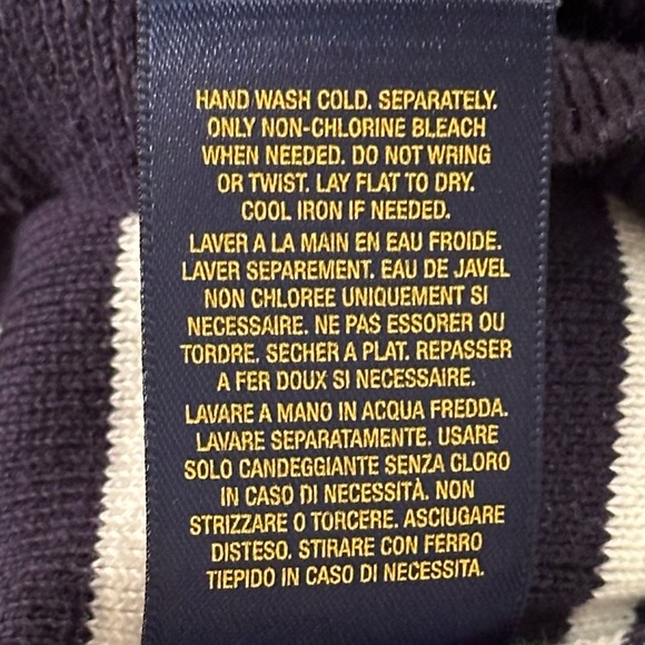 Polo Ralph Lauren Boys Navy White Stripe Cotton Crew Neck Sweater L (14 - 16) - Picture 13 of 13